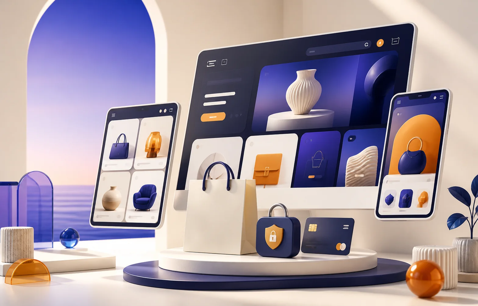 تصویرسازی یک فروشگاه اینترنتی واکنش‌گرا روی چند دستگاه