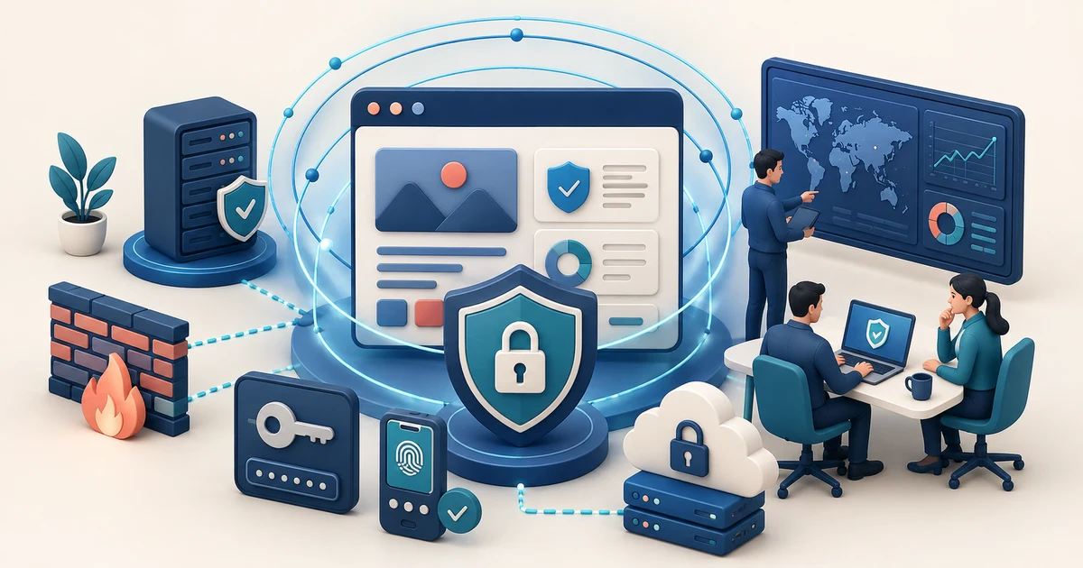 امنیت چندلایه سایت شرکتی با سپر، 2FA، سرور، بکاپ و تیم امنیت