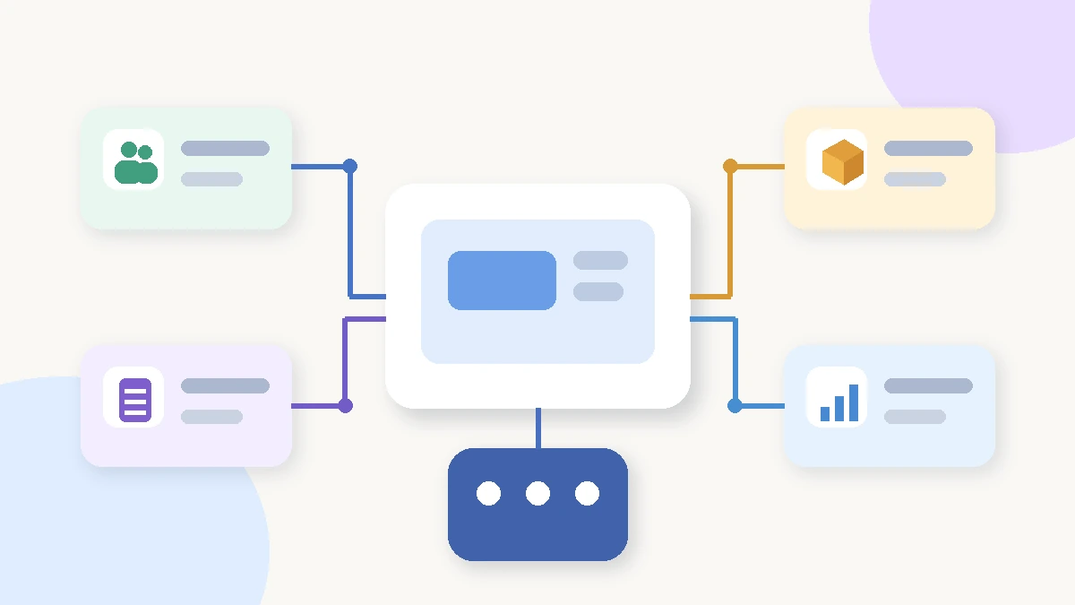 نمای مفهومی اتصال سایت به CRM، حسابداری، انبار و داشبورد از طریق لایه یکپارچه‌سازی