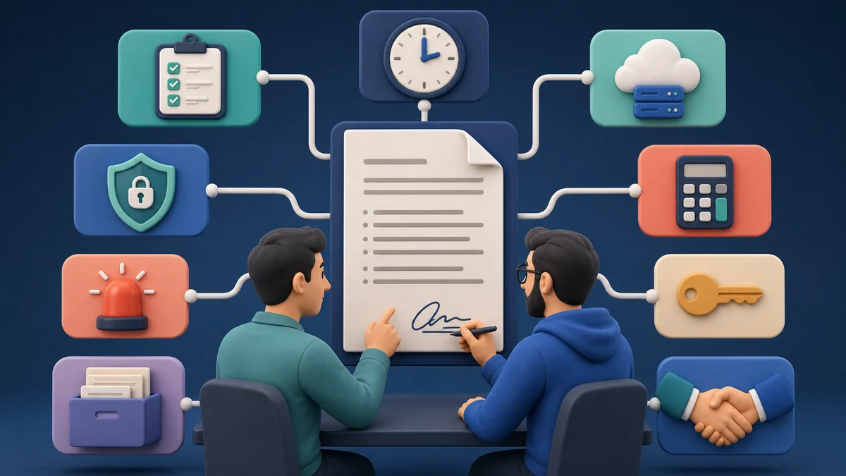 اجزای مهم قرارداد پشتیبانی سایت شامل SLA، امنیت، بکاپ، پرداخت و تحویل